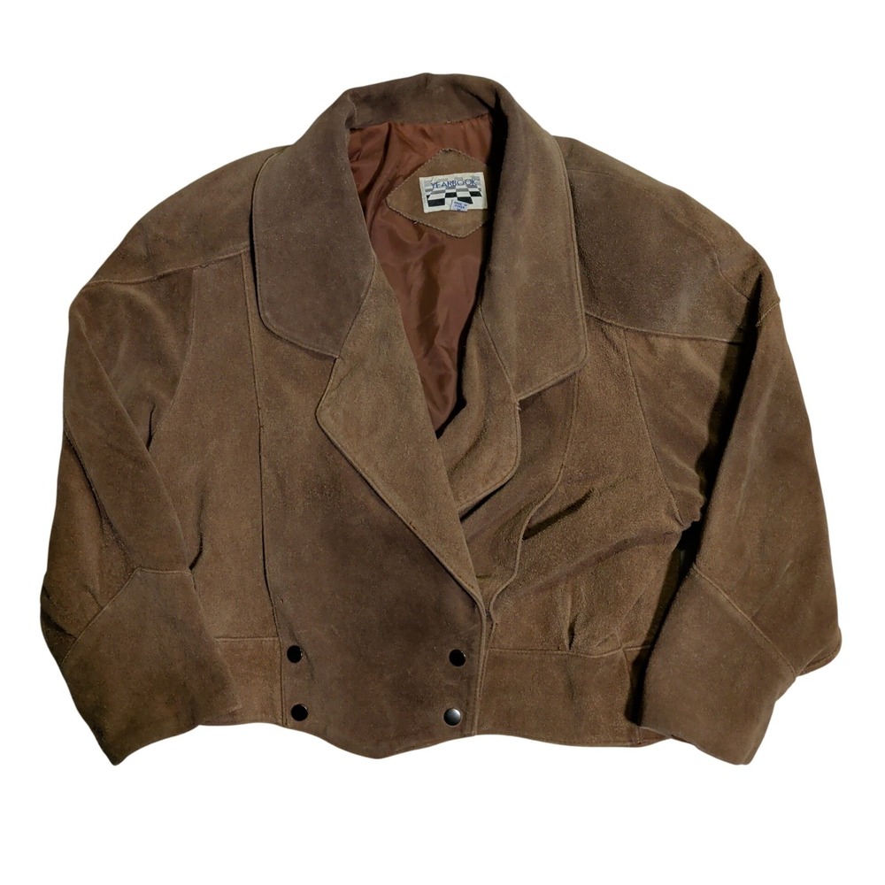 Vintage Yearbook Suede Leather Jacket Womens Size M Needs Chest Measurement
